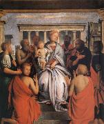 The Madonna and the Nino with eight holy Bartolomeo Suardi